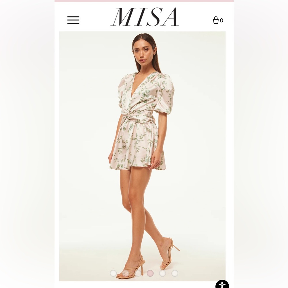 MISA Narcissa Dress in White Sage Botanical Satin